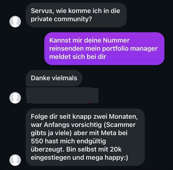Nachricht eines Mitglieds